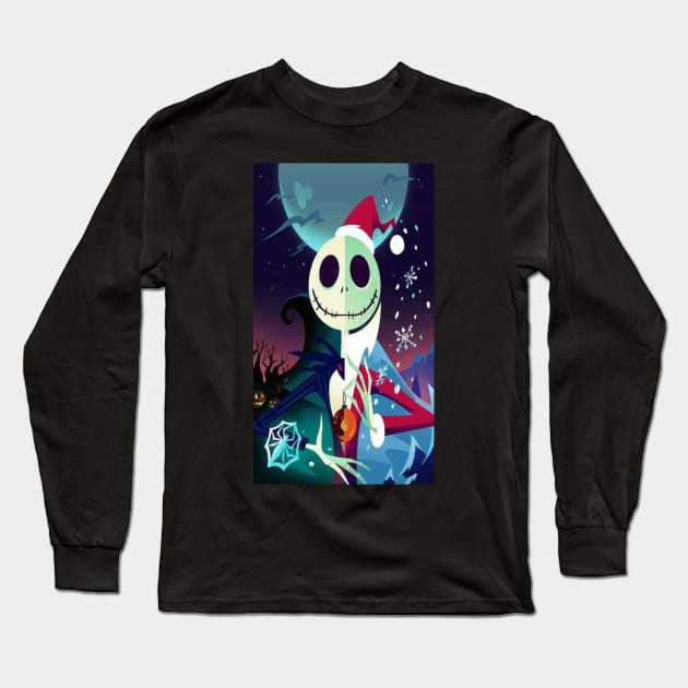 Double Sided Jack, the nightmare before Christmas, jack halloween, Jack Christmas Long Sleeve T-Shirt by JDVNart